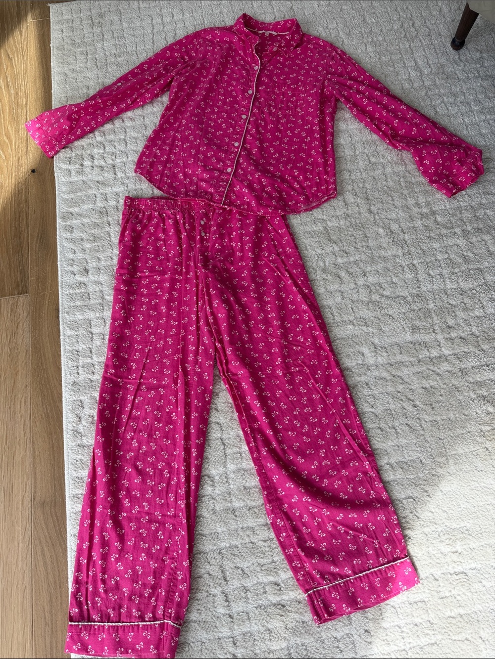 Victoria's Secret Hot Pink Floral Button-Front Pajama Set